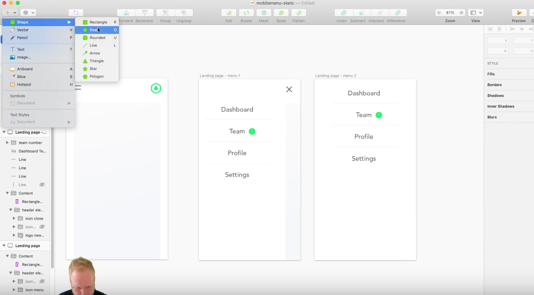 Sketch mobile menu desgign