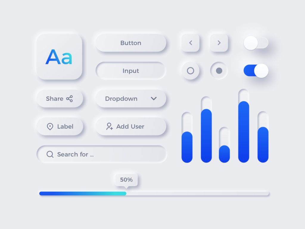 Neumorphism example Dribbble UI mockup