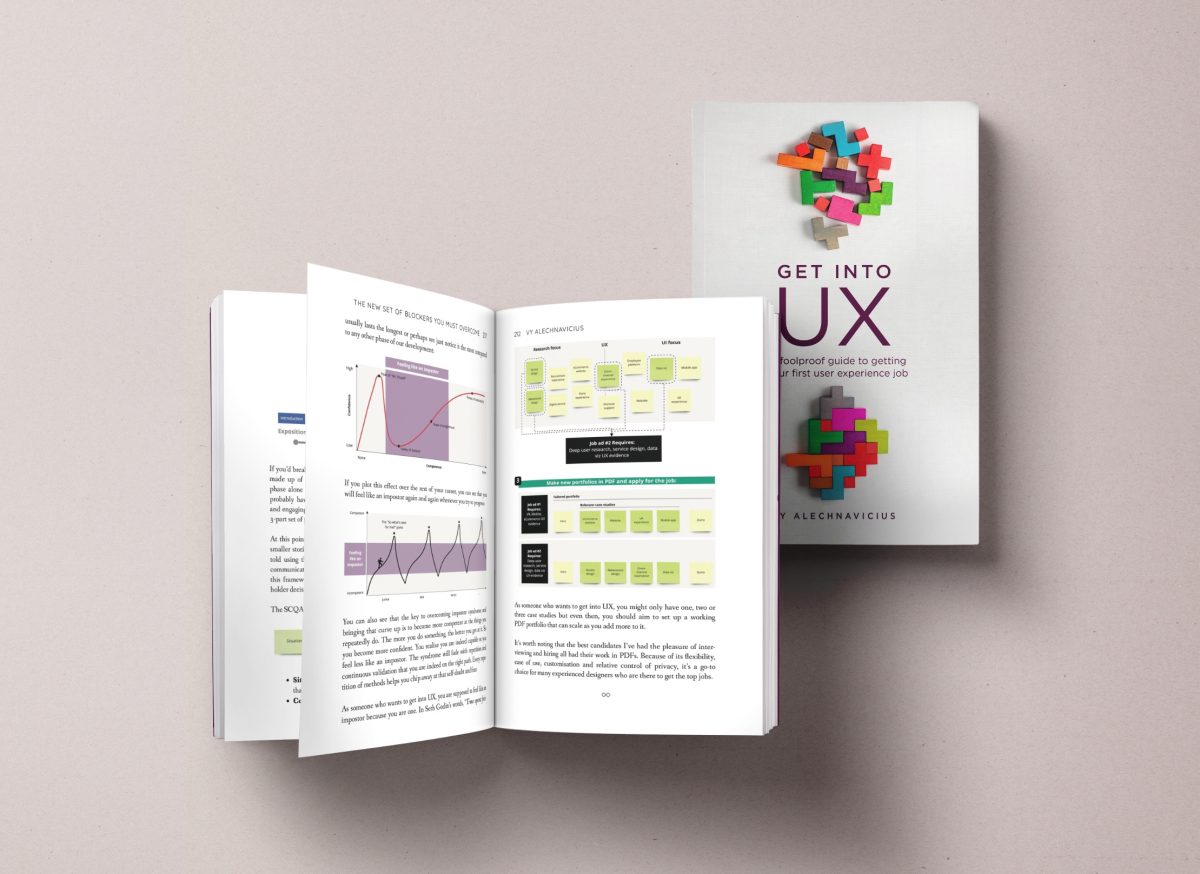 Get into UX book by vy alechnavicius