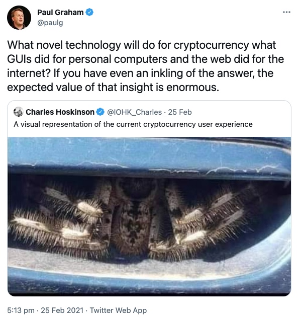 Paul Graham's tweet on crypto UX