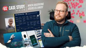 Research and design case study presentation and UX portfolio review