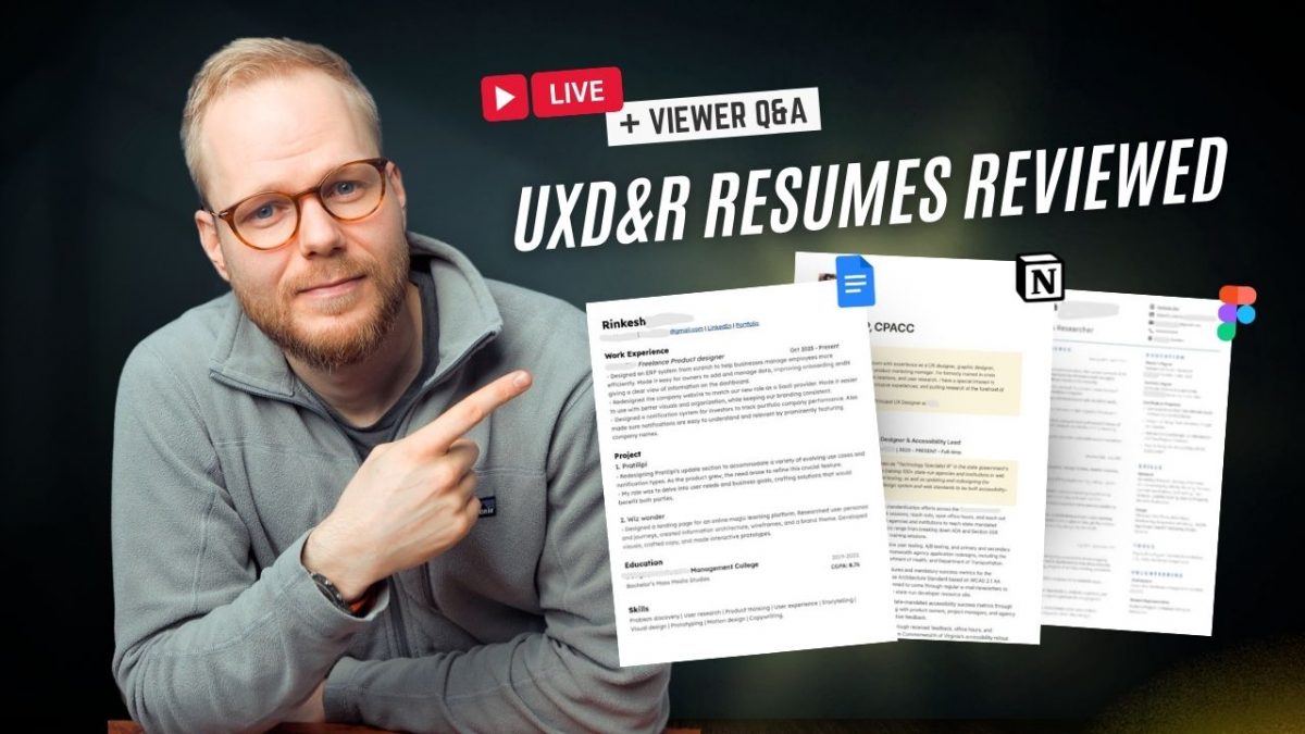 In this livestream, I explore the evolving field of UX and provide detailed resume reviews, making it a valuable session for anyone in the UX field.